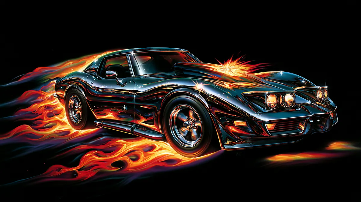 Chrome time machine trailing flames